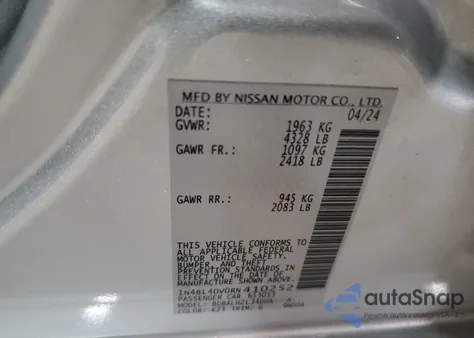 2024 Nissan Altima Sv Fwd from USA, damaged, VIN 1N4BL4DV0RN410252